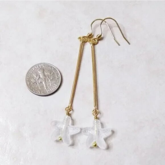 Sexy Beach Wedding Starfish Earrings • Frosted Glass Sea Star • Coastal Bridal - Picture 3 of 8